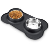 Dog Double Bowl With Silicone Mat