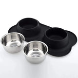 Dog Double Bowl With Silicone Mat