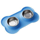 Dog Double Bowl With Silicone Mat