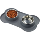 Dog Double Bowl With Silicone Mat