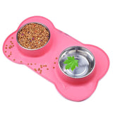 Dog Double Bowl With Silicone Mat