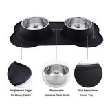 Dog Double Bowl With Silicone Mat